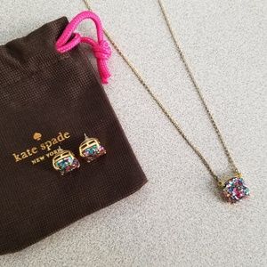 Kate Spade Glitter Stud Earrings and Necklace